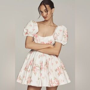 Anthropologie Selkie Sofia Puff-Sleeve Sweetheart Mini Babydoll Dress Sz L NWT